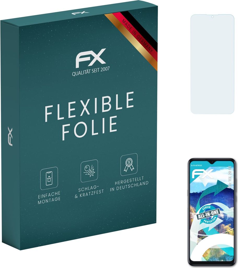 atFoliX FX-ActiFleX 3x Schutzfolie kompatibel mit TCL 20 SE Folie