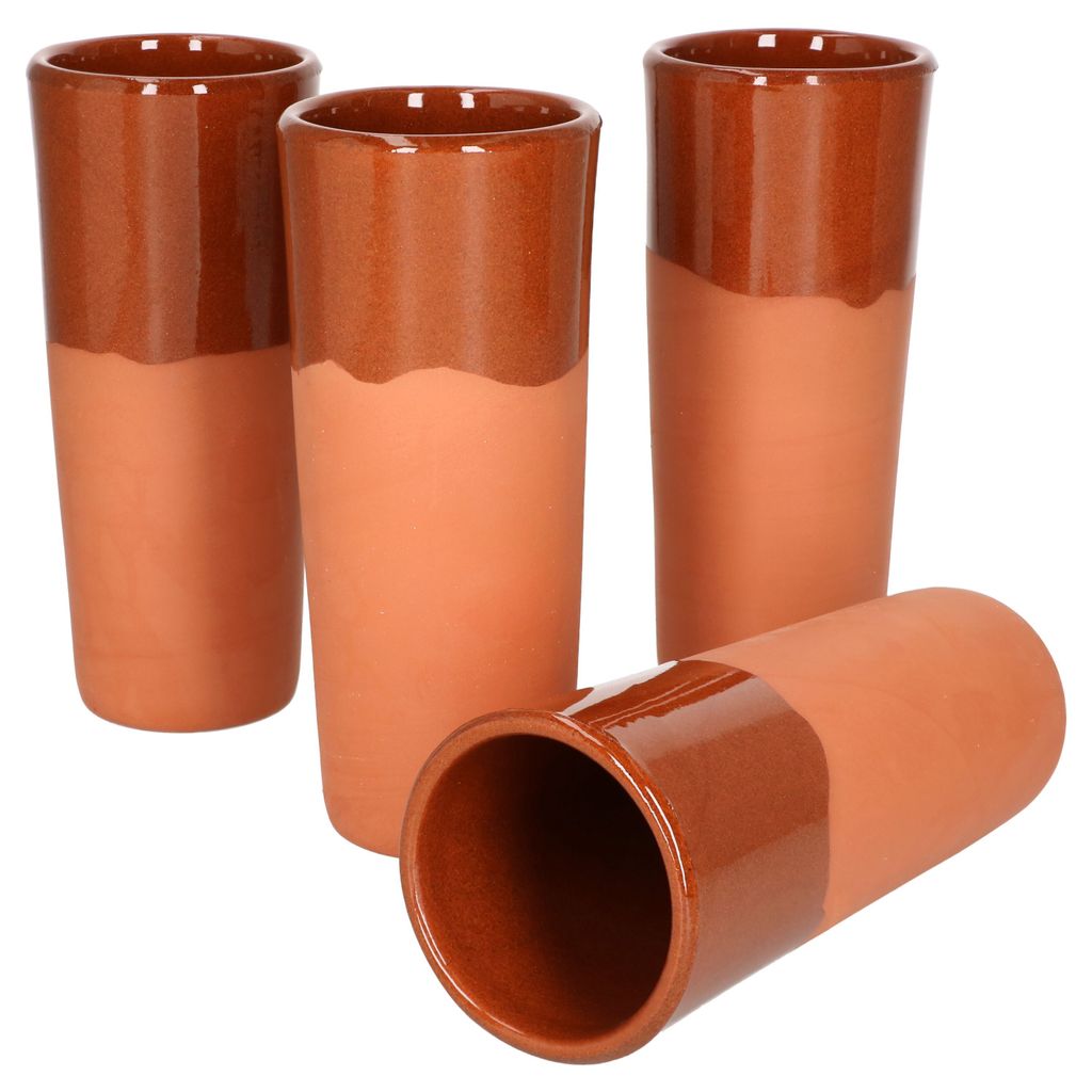 4er Set Ton-Becher 250ml 4 Personen Met-Krug Longdrink Wein Wikinger Mediterran