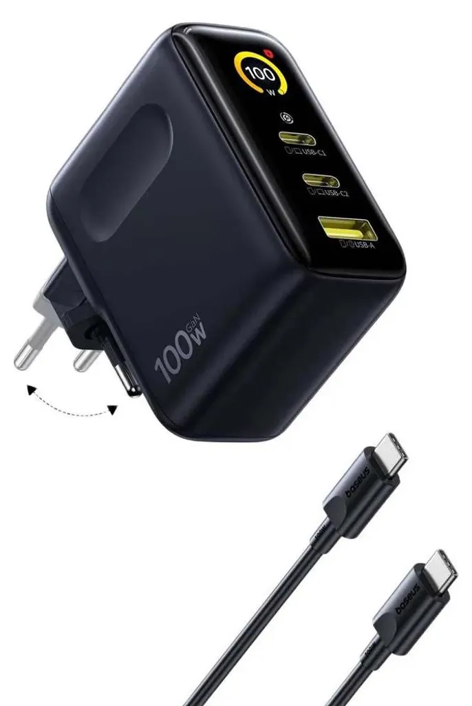 Chargeur USB C Baseus E0121B00 100W Rapide GaN Bleu Noir - 2