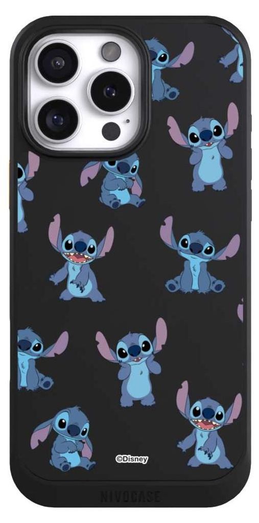 NIVOCASE Hülle für Apple iPhone 16 Pro Max Handyhülle NIVOcore Case Schwarz Disney Offizielles Lizenzprodukt Lilo & Stitch