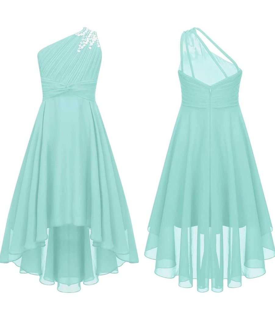 Elegantes Ein-Schulter Hochzeitskleid für Mädchen | Festliches Blumenmädchenkleid | Lang, ideal für Abendveranstaltungen | Größe 170-176 cm