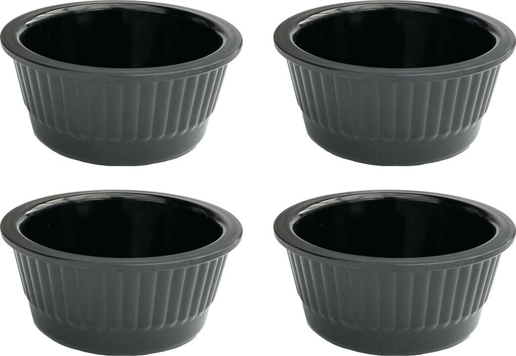 4x Saucenschälchen Set Snackschalen Schwarz Dipschale Rund Melamin Schälchen 751