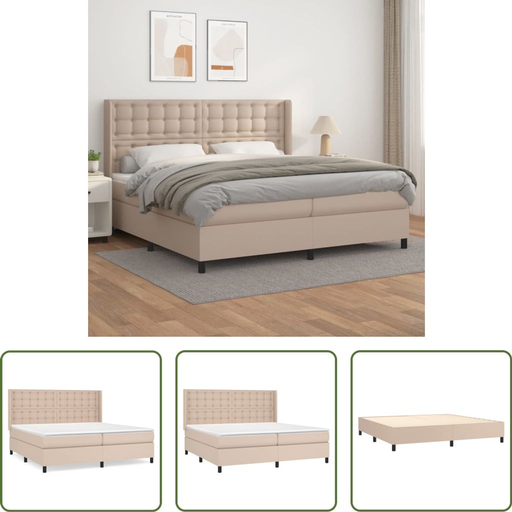 The Living Store Boxspringbett Matratze Cappuccino-Braun 200x200cm Kunstleder