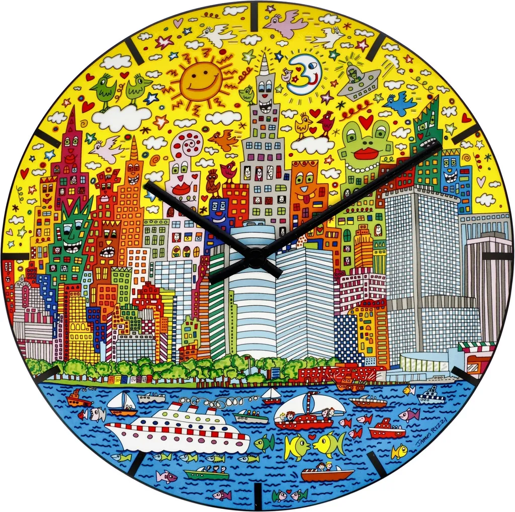 Horloge murale silencieuse James Rizzi My New York City Sunset NY