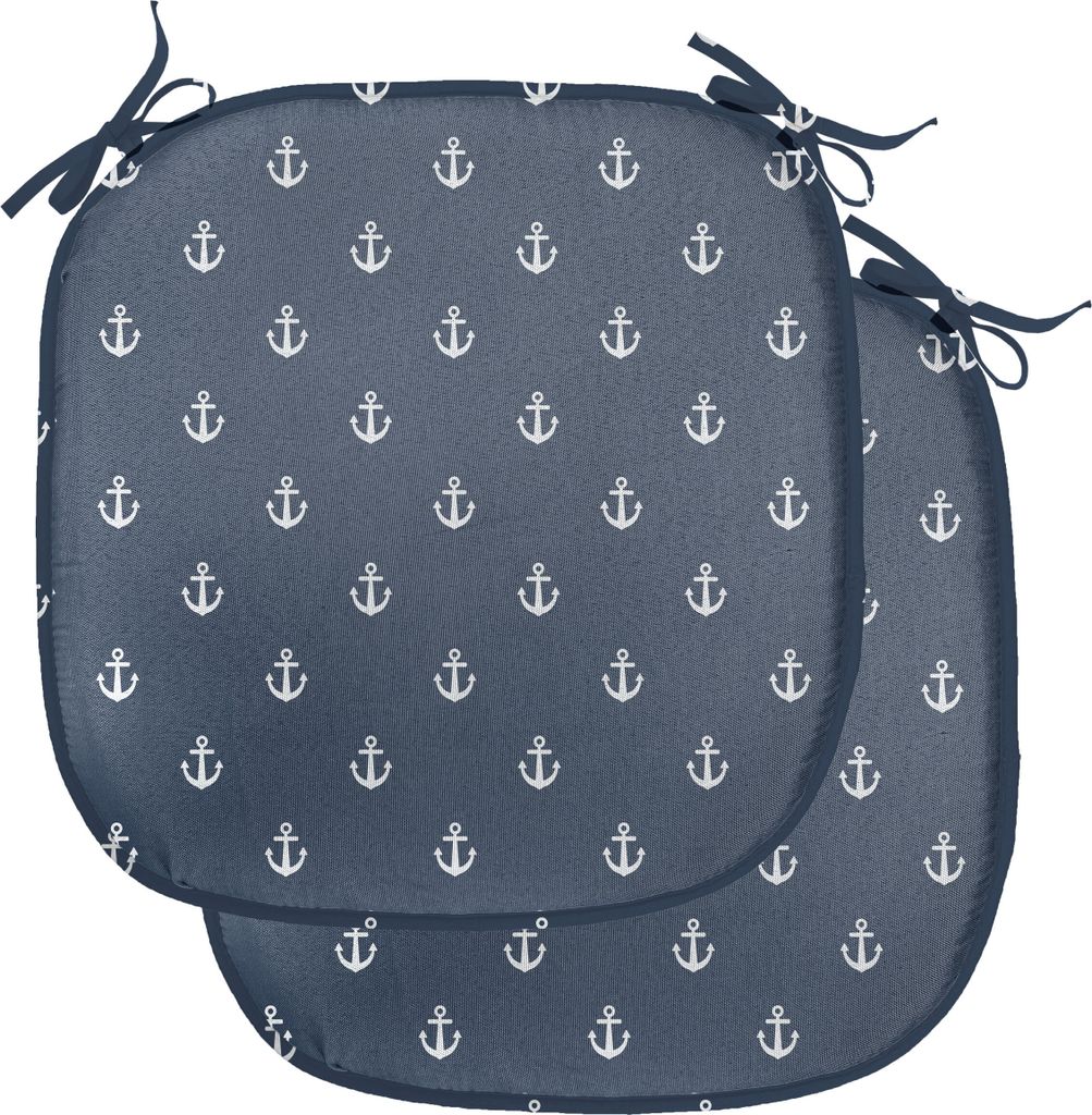 ABAKUHAUS Navy blau Polster für Esszimmerstühle, Anchors Seereisen, Dekoratives wasserfestes Kissen mit Riemen für Küchensitze, 40 cm x 40 cm-2...