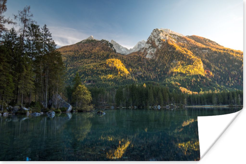 MuchoWow Poster Alpen - Berge - Bäume - See 180x120 cm - Fotoplakat