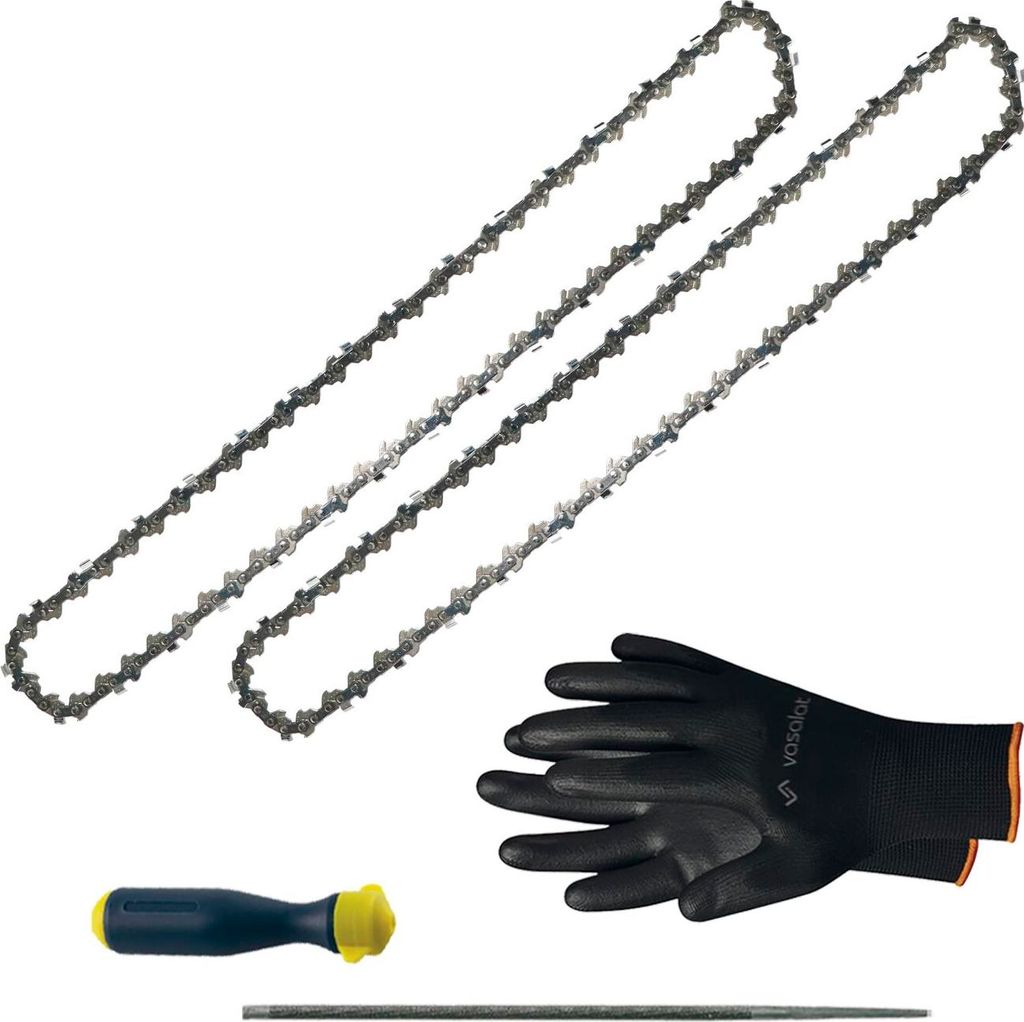Kettensäge Zubehör - 2x Sägekette 35cm 51G Picco Micro 3 Ersatzkette + Feilenheft mit Feile 4mm