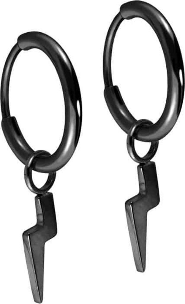 Titan Ohrclicker Creolen BLITZ Schwarz Innendurchmesser: 10mm + Designstärke: 1,6mm