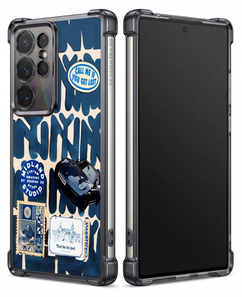 Personalisierte Hülle mit Bild für Samsung Galaxy S24 FE Elektroplattiert TPU Stoßdämpfer Handyhülle mit Blaues Muster mit Kamera und Text