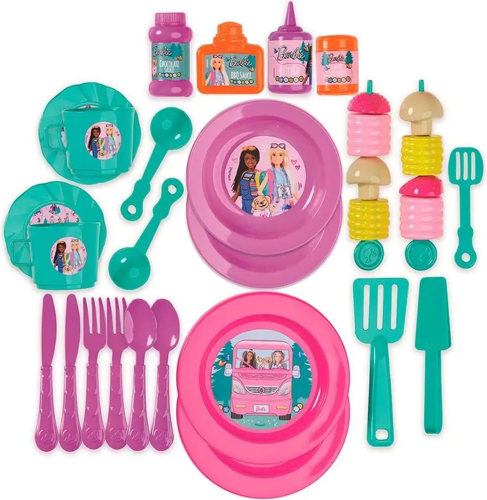 Barbie Glamping Grill Valise Rose Portable avec Accessoires de Camp