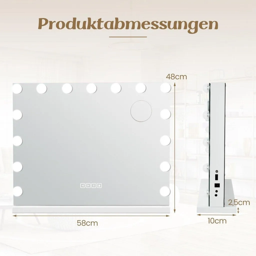 Miroir Hollywood LED pour chambre avec Bluetooth, parfait pour se maquiller - 3