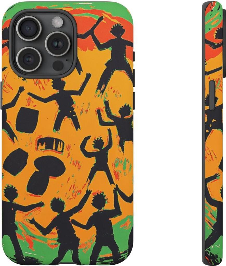 Abstrakter Tribal-Tanz im Kreis – Handyhülle Kompatibel mit iPhone 15 Pro Max