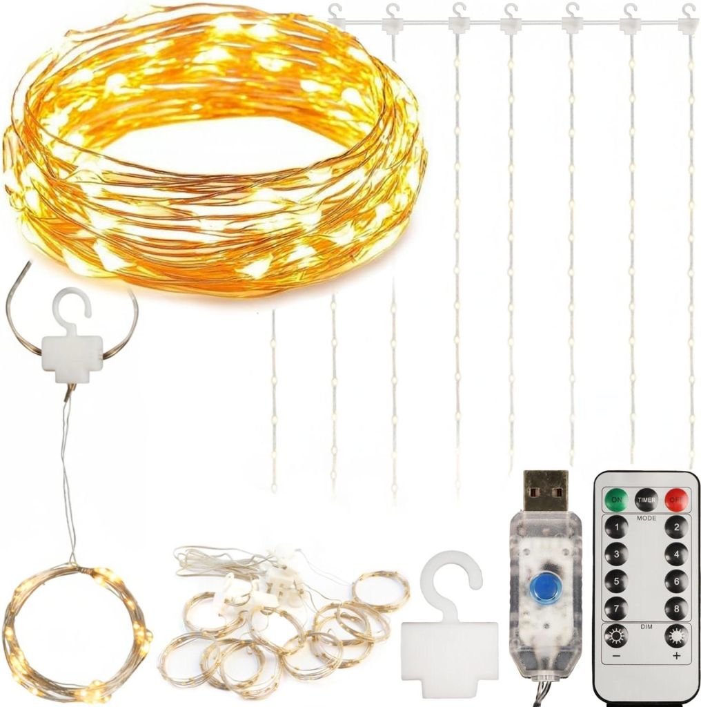 Kurtyna Świetlna Na Okno 300 Led 3×3 Lampki Świąteczne Zdjęcie produktu 