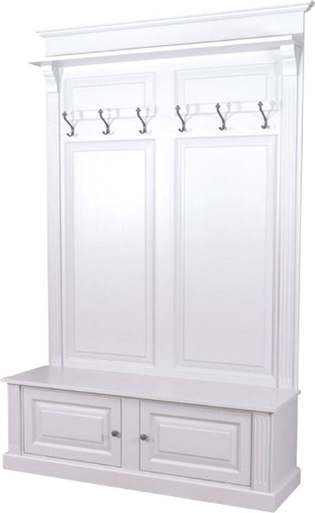 Casa Padrino Landhausstil Massivholz Garderobenschrank Weiß 140 x 41 x H. 210 cm - Wand Garderobe - Flur Schrank - Flurmöbel - Garderobenmöbel -...