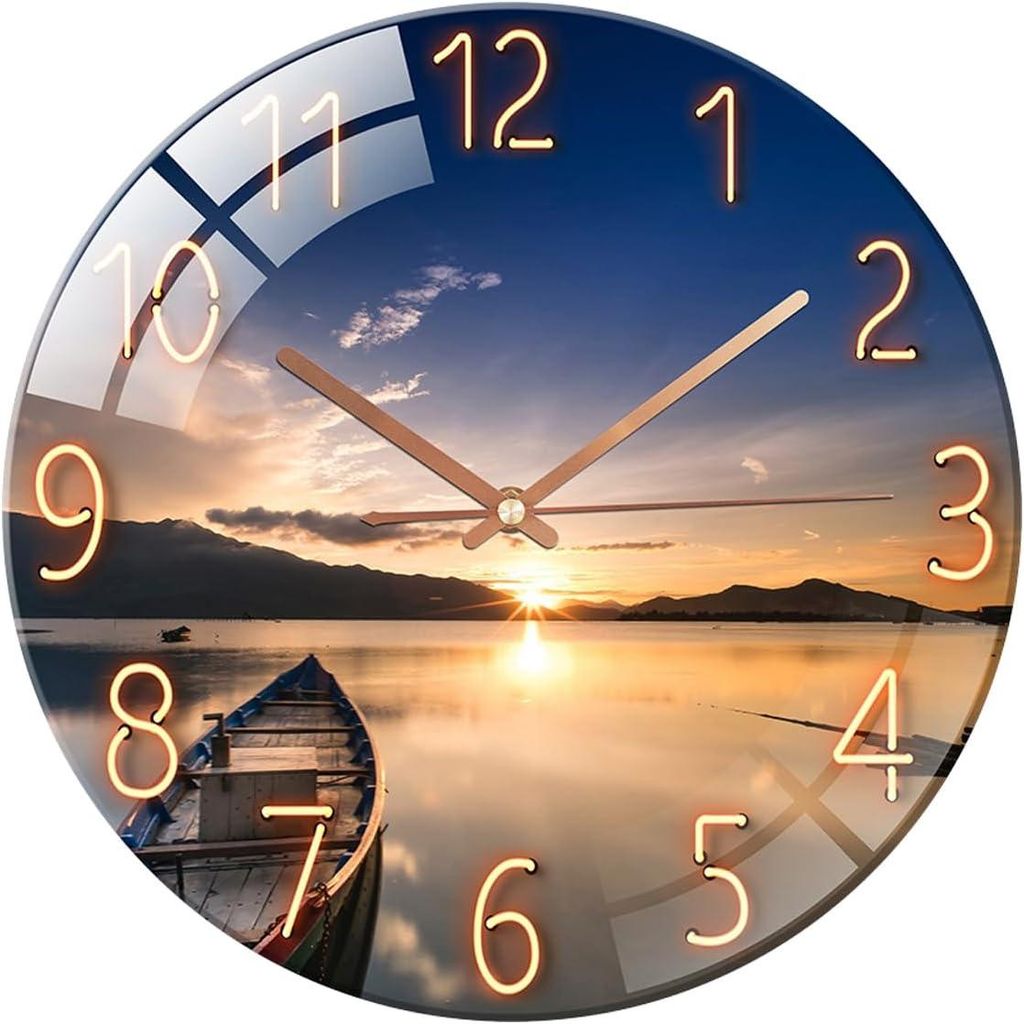 Wanduhr aus Glas 30cm Lautlos Nicht Tickend Dekorative Produktbild 