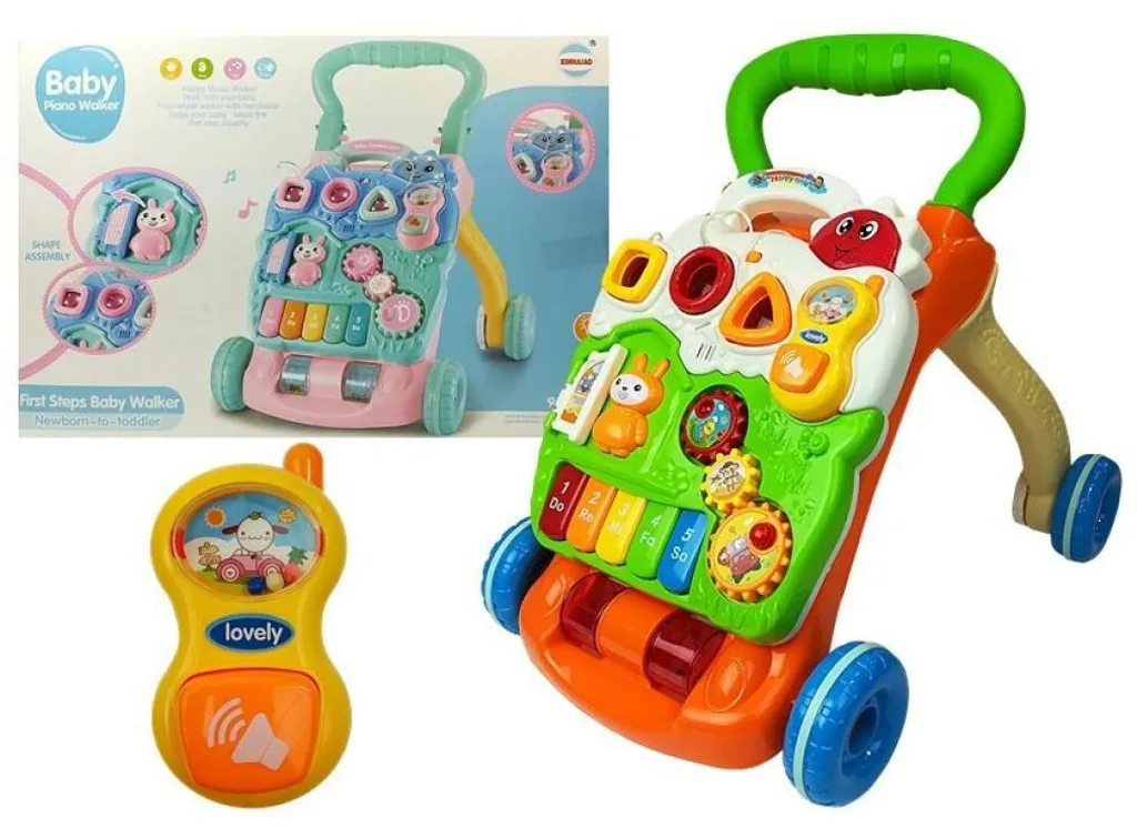 Trotteur Bébé Anti-Basculement avec Piano Éducatif pour Apprendre à Marcher