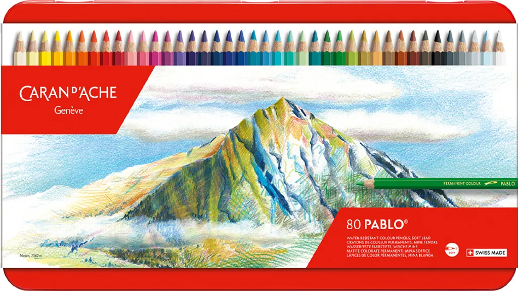 Crayons Caran d'Ache Pablo 80 Couleurs Permanentes Finies les Mines Brisées