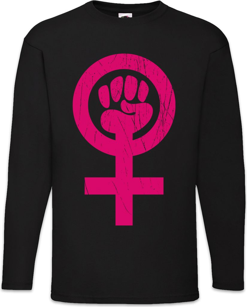 Urban Backwoods Feminism Symbol, Langarm T-Shirt, Farbe: Schwarz, Größe: M