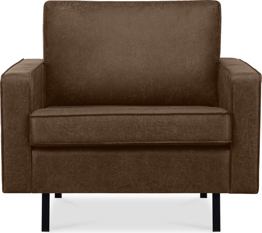 KONSIMO Klassischer Sessel mit Armlehnen auf hohen Metallbeinen "INVIA", Dunkelbraun, Lederoptik-Stoff, Vintage, 98x87x98cm