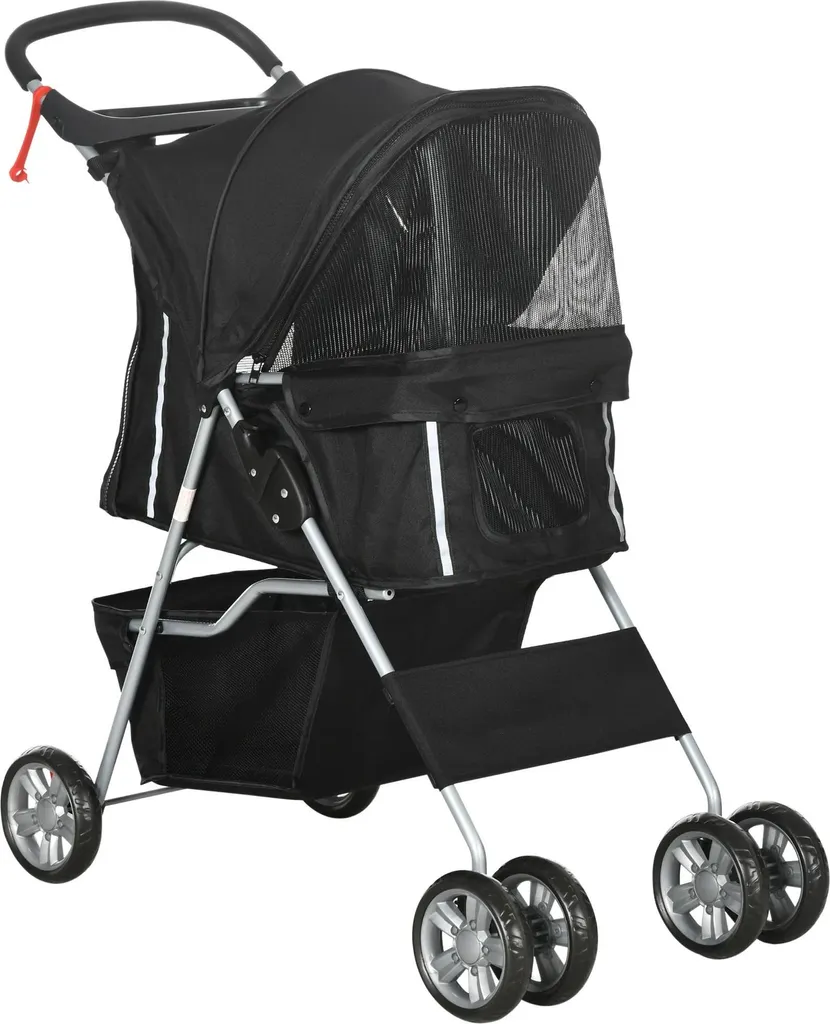 Poussette chien pliable - Protégez votre animal fatigué - Noir 75x45x97