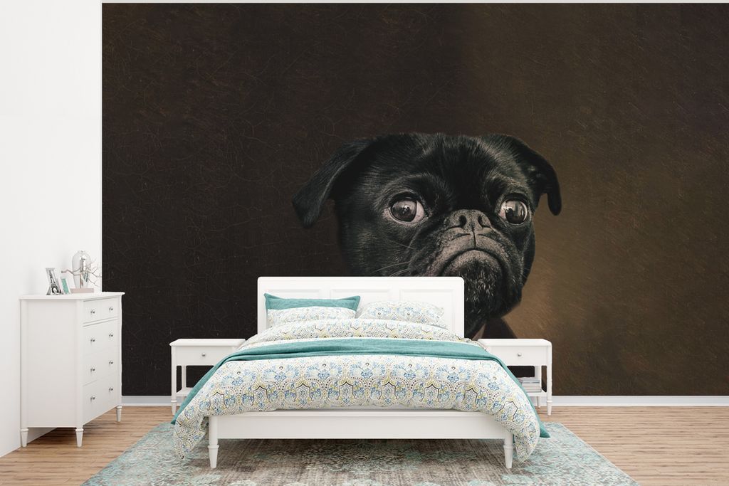 MuchoWow Fototapete für Wohnzimmer oder Schlafzimmer Wandtapete Vinyl Motivtapete Malerei - Hund - Alte Meister - 320x240 cm - Tapeten