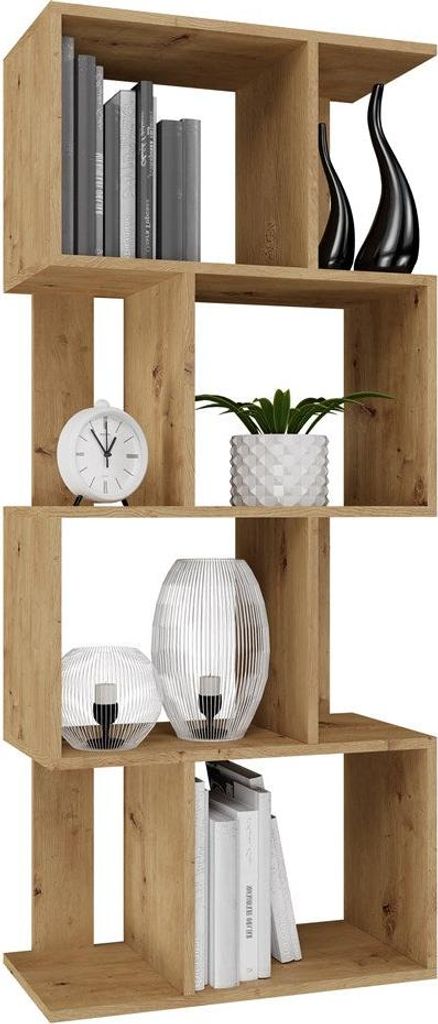 Fiesta 4P Offenes Regal – Modulares Bücherregal | Handwerkliche Eiche | 59,5x140x30cm