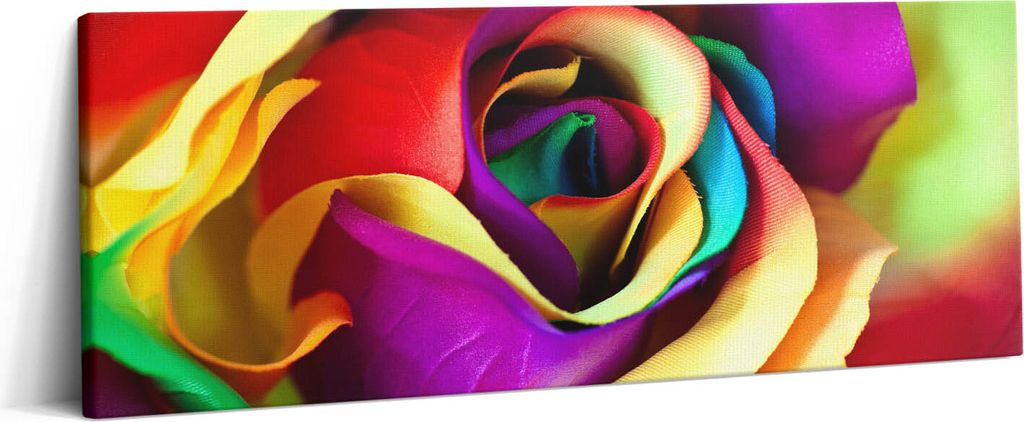 Regenbogenrose – Leinwandbild Wandbild – 125x50 cm – Leinwandbilder – Wandbilder – Schlafzimmer – Flur
