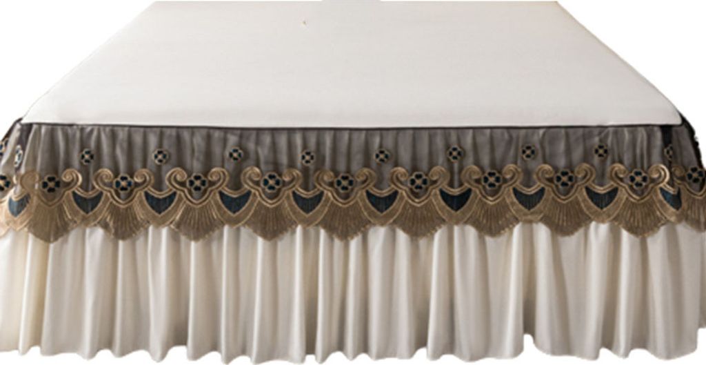 Bett Abdeckung Bettrock – Volant-Rüschen, Gesteppt, Verdickt, 180x220 cm – Schutz & Komfort