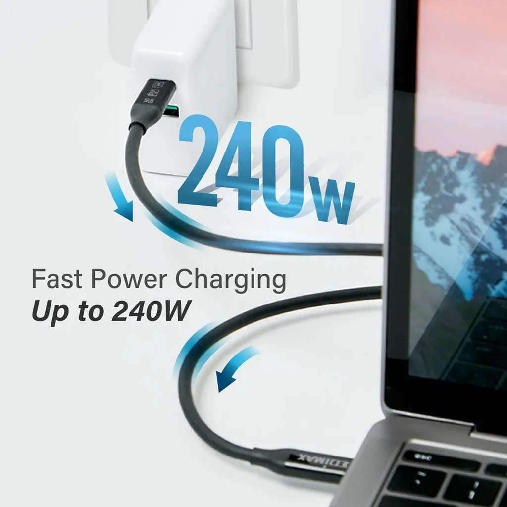 Câble USB4 2m EDIMAX 40Gbps : Solution Charge Rapide & Vidéo 5K TB3