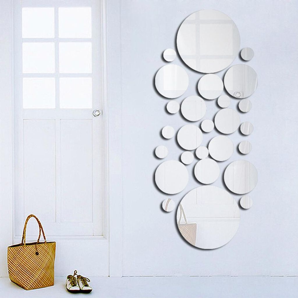 26pcs/set Acrylic Polka Dot Wall Mirror Stickers Room Image du produit 