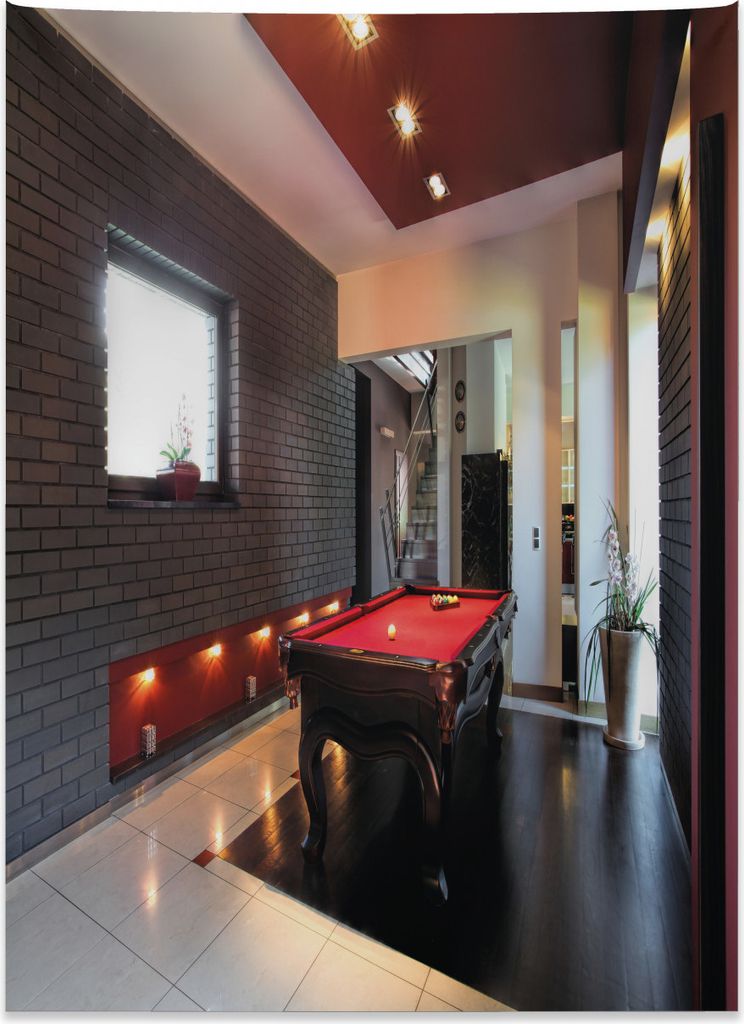 Abakuhaus Modern Wandteppich, Pool Spiel Snooker Tisch aus Weiches Mikrofaser Stoff Kein Verblassen Klare Farben Waschbar, 110 x 150 cm, Weiß Brau...