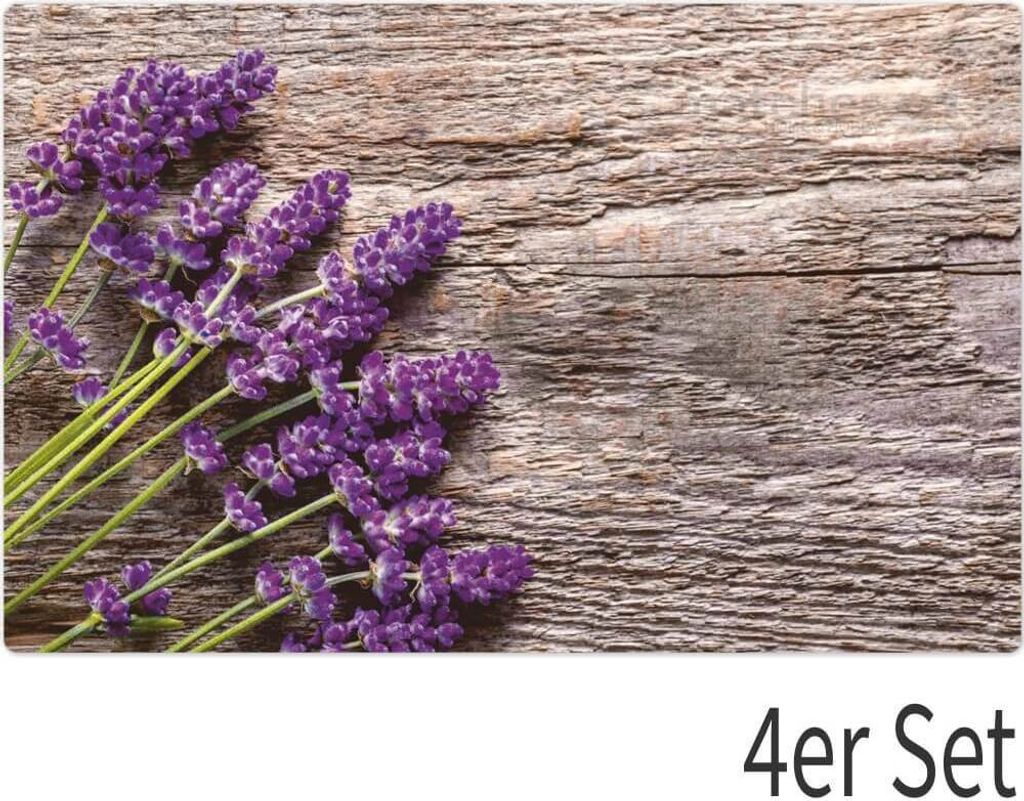 Abwaschbare Tischsets 4er Set Lavendel Holz-Optik