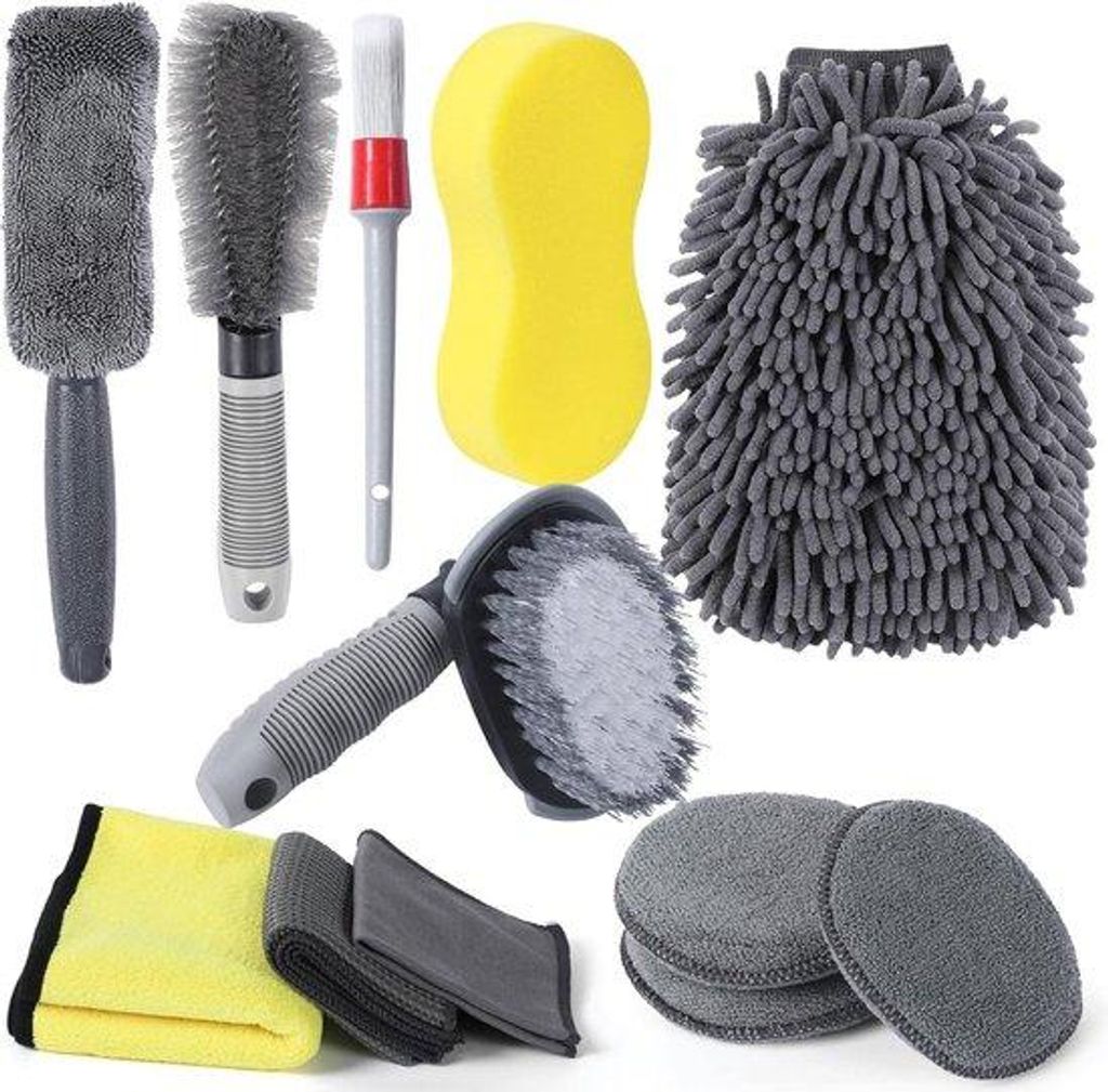 Auto Reinigungsset, 12-teiliges Auto Reinigungsborstel Set, Auto Pflegekit, für das Reinigen von Auto Innenraum, Außenbereich, Lüftungsrohren, A...