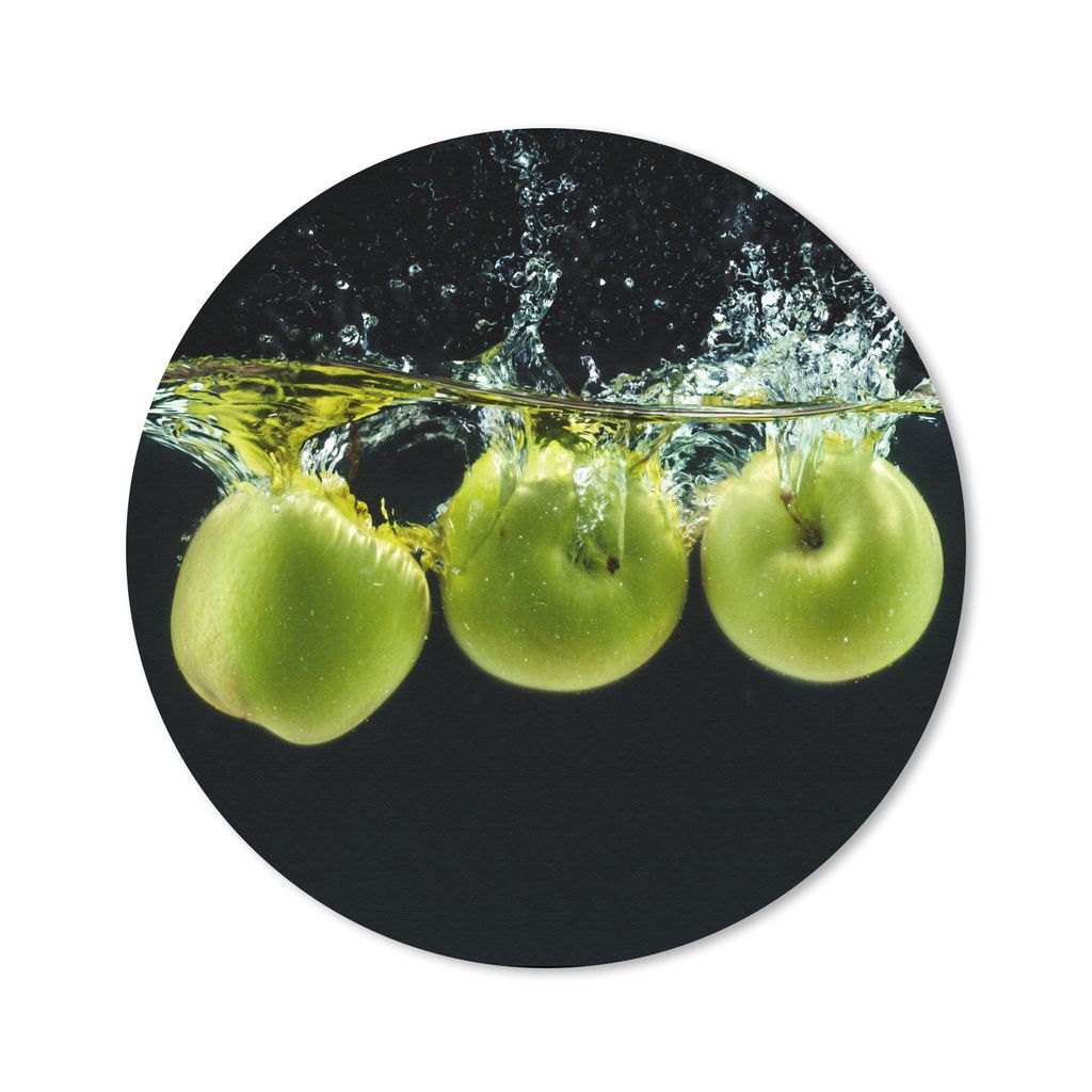 MuchoWow Mauspad Mousepad Äpfel - Obst - Wasser - Schwarz - Grün 50x50 cm - Mousepads - Maus Mat - Pad - Mausunterlage - Vinyl