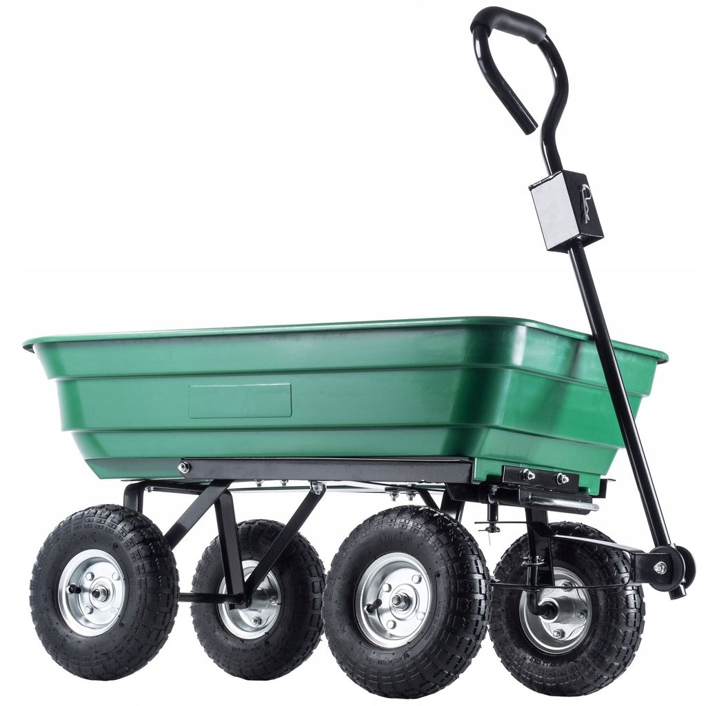 KADAX Bollerwagen aus Kunststoff PVC, Tragkraft 300 kg, Handwagen mit Kippfunktion, Kippwagen mit Metallrahmen, Gartenwagen, Transportwagen (75L, G...