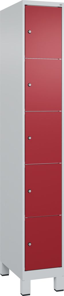 CP Schließfachschrank Classic Plus lichtgrau, rubinrot 080010-105 S10001, 5 Schließfächer 30,0 x 50,0 x 195,0 cm
