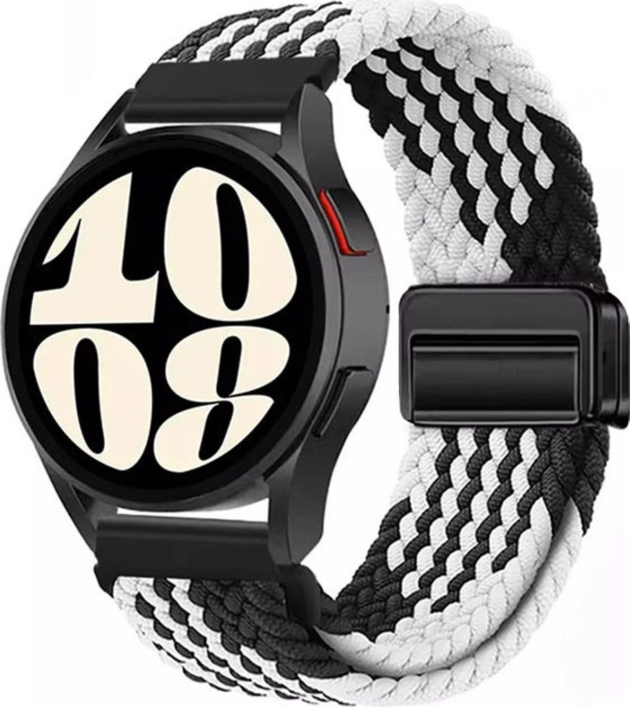 INF Stylisches schwarz-weißes gewebtes Nylon-Magnetarmband 22mm