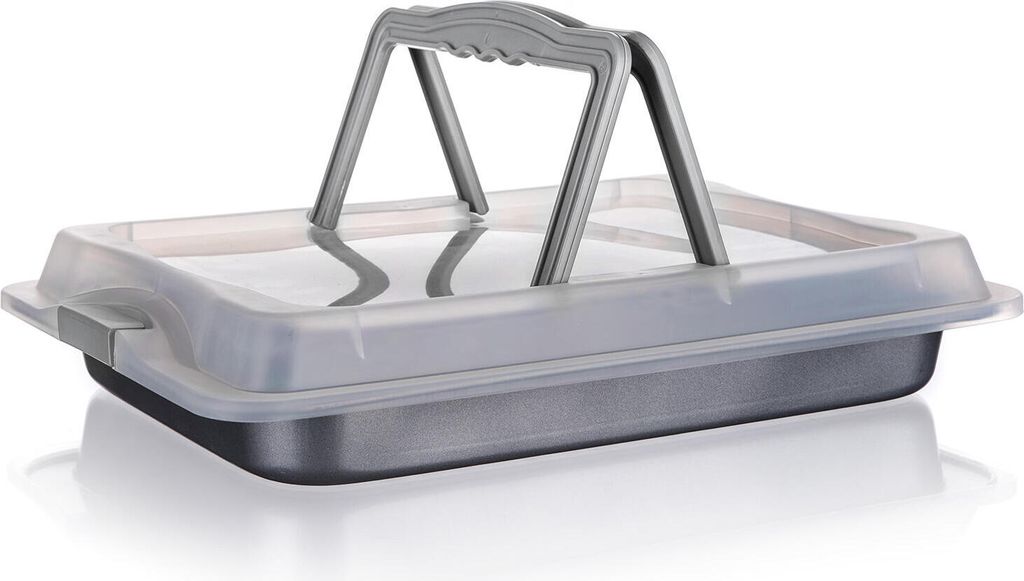 Rechteckige Kuchenbackform mit Deckel und Tragegriff 42 cm