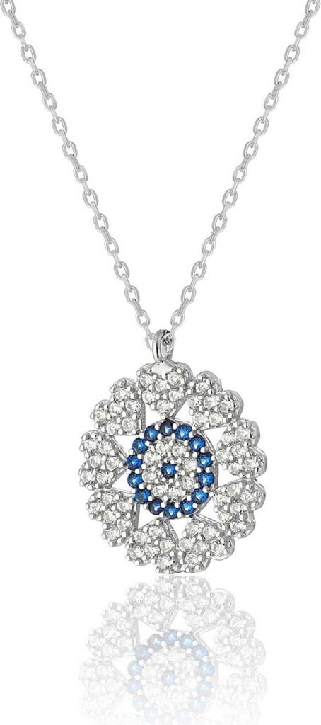 925 Silber Kette kleine Herzen – Damen Collier mit Zirkonia Kristallen Rosegold
