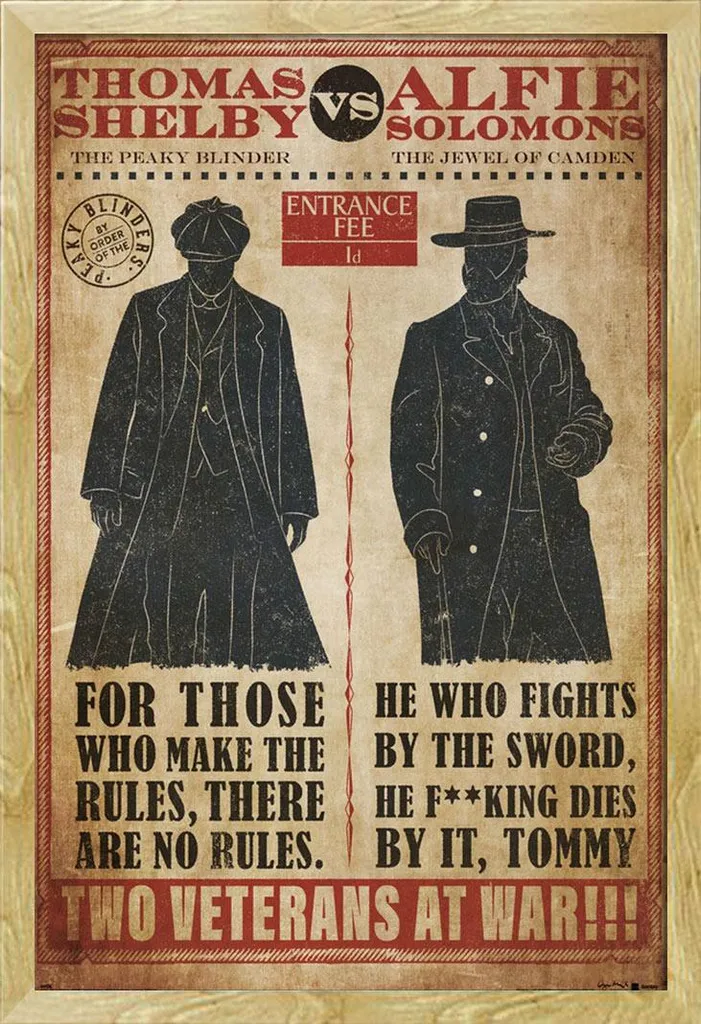 Tableau Encadré Peaky Blinders Thomas et Alfie Cadre Shinsuke Hêtre Bois