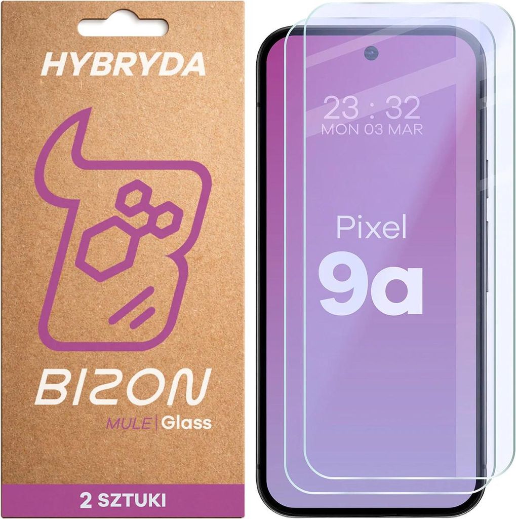 2x Flexibles Hybridglas für Google Pixel 9a, Bizon Glass Produktbild 
