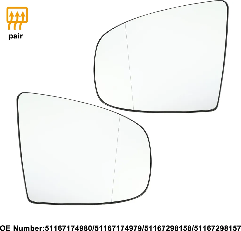 Paire de Verres de Rétroviseur Chauffants pour BMW X6 2008-2014 Luxe