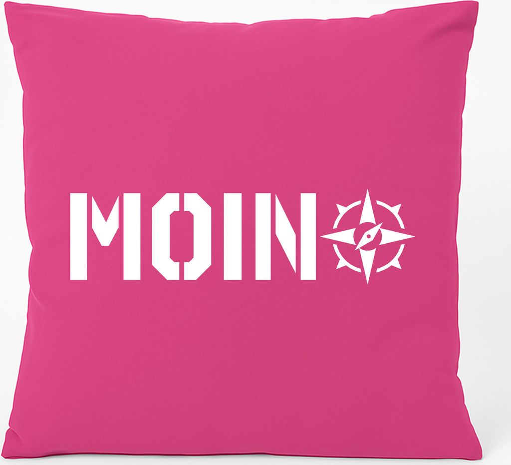 Huuraa Kissen Moin Kompass 40x40cm mit Füllung Fuchsia Produktbild 