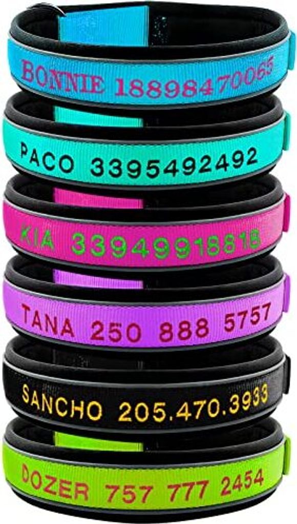 GREDSTAR Reflective Hundekragen Medium, große Hunde, personalisierte Kragen Name Telefonnummer gestickt