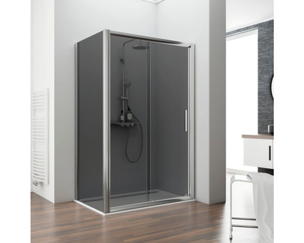 Schiebetür für Seitenwand Schulte Kristall/Trend Breite 120 cm Dekor Grau anthrazit Profilfarbe chrom