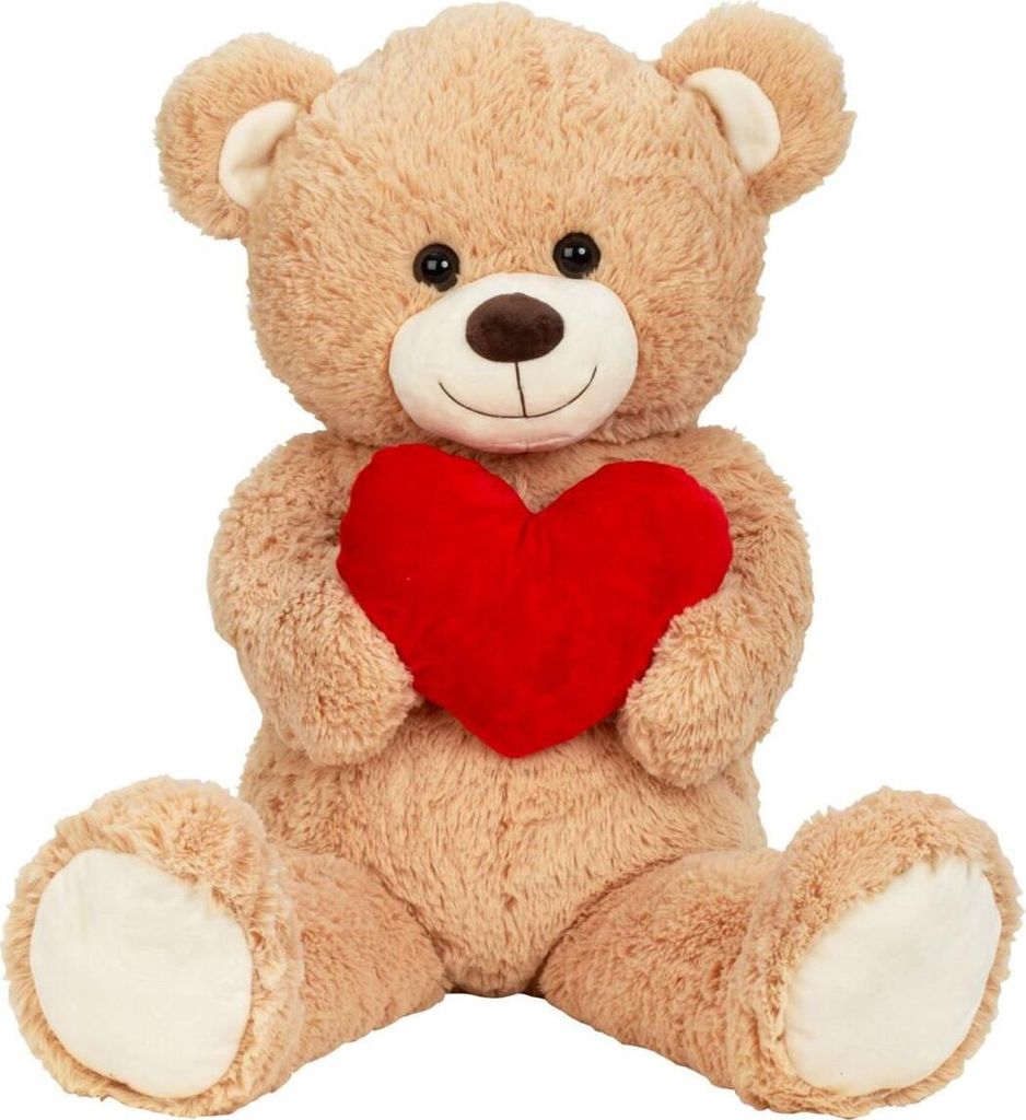 XXL Teddybär creme mit Herz Kuschelbär 100cm Teddy Bär Produktbild 