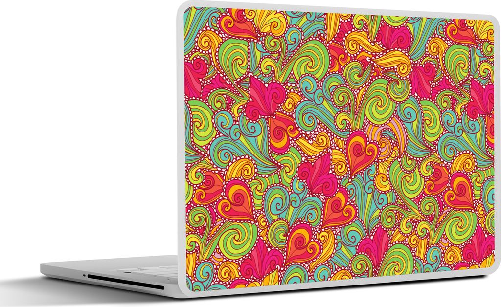 MuchoWow Laptop Aufkleber Sticker Cover Mädchen - Herz - Locken - Muster - Mädchen - Kinder - Kinder - Kind 31x22.5 cm - Laptop-Deko