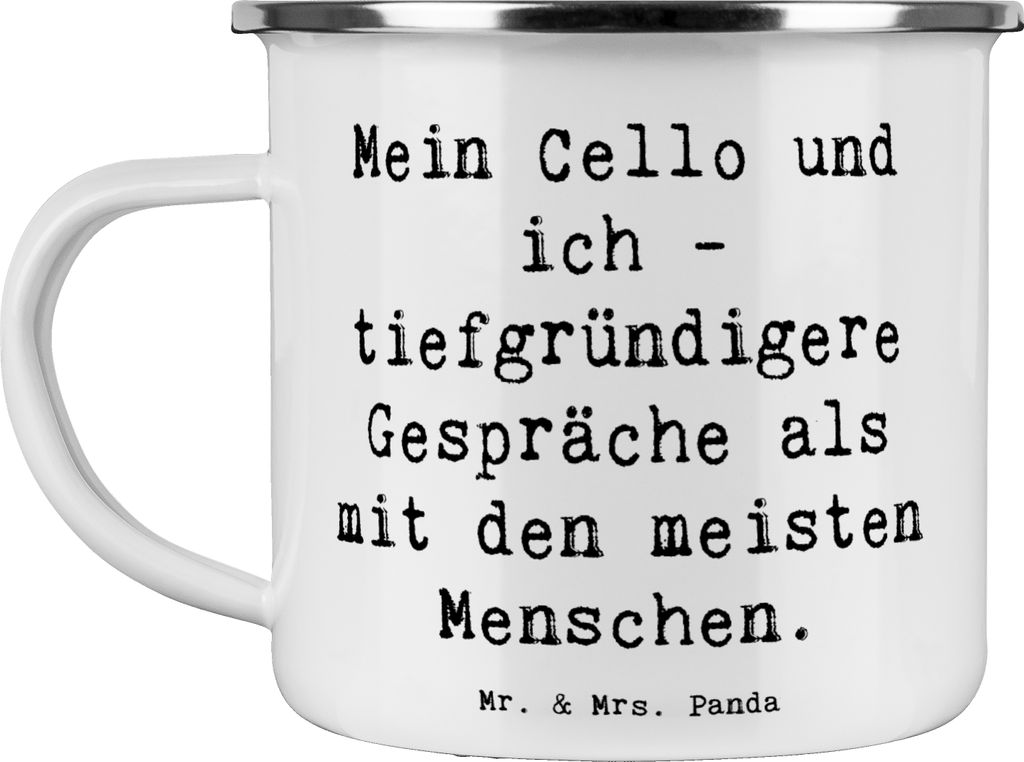 Mr. & Mrs. Panda Teetasse Spruch Violoncello Gespräche - Weiß - Geschenk, Musiker, Musik, Pott, Instrument, Haferl, Freund, Emaille Tasse, Lernen...