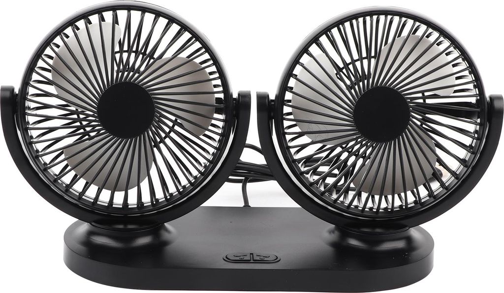 USB-Doppelkopf-Autoventilator, tragbare Klimaanlage, automatische Kühlerbelüftung, 12 V, Schwarz