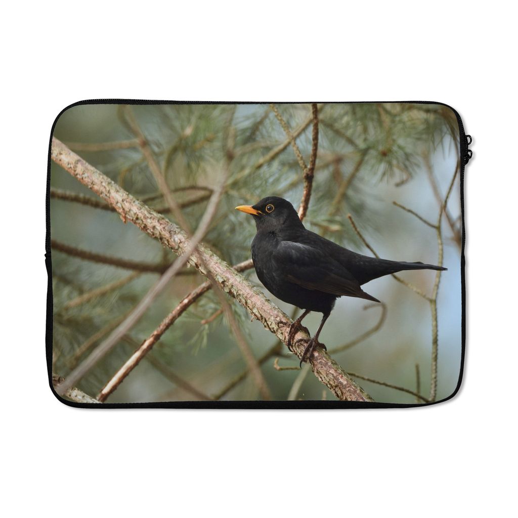 MuchoWow Laptop Hülle 14 ZollVogel - Amsel - Zweige - Tiere Laptoptasche - Laptoptasche - Stoßsicher - Schutzhaube